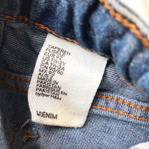 H&M tapered suspender jeans GUC - light stain by buttons 1.5-2Y - Picture 5 of 7